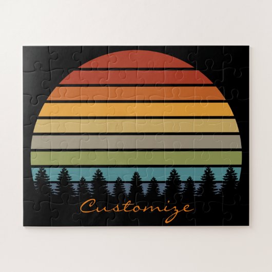 Mehrfarbige gestreifte Sonne mit Bäumen Thunder_Co Puzzle (Horizontal)
