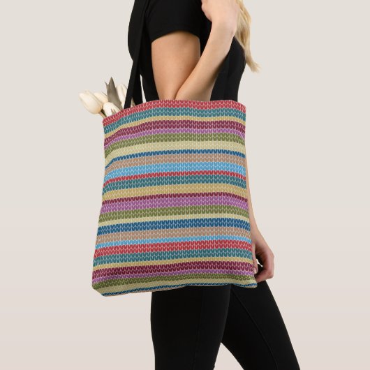 Mehrfarbige Gestrickte Streifen Tasche (Von Nahem)