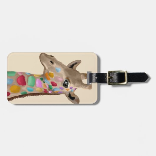 Mehrfarbige Giraffe Gepäckanhänger (Vorderseite horizontal)