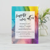 Mehrfarbige glückliche Ewigkeit nach Hochzeitsempf Einladung (Stehend Vorderseite)