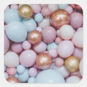 mehrfarbige Glücksgeburtstage-Ballons Quadratischer Aufkleber (Vorderseite)