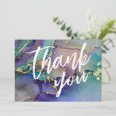 Mehrfarbige Gold Liquid Abstrakt Art Lässig Hand Dankeskarte (Stehend Vorderseite)