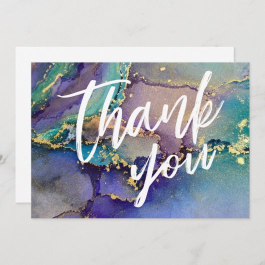 Mehrfarbige Gold Liquid Abstrakt Art Lässig Hand Dankeskarte (Vorne/Hinten)
