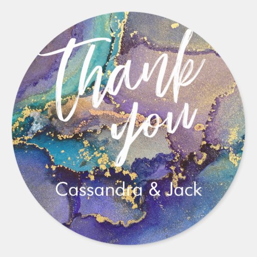 Mehrfarbige Gold Liquid Abstrakt Art Lässig Hand Runder Aufkleber (Vorderseite)