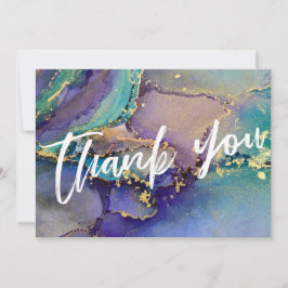 Mehrfarbige Gold Liquid Abstrakt Art & Typografie Dankeskarte