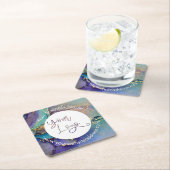 Mehrfarbige Gold Liquid Abstrakt Art Your Logo Rechteckiger Pappuntersetzer (Vor Ort)