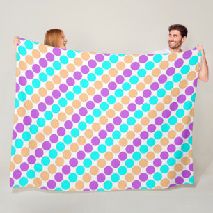 Mehrfarbige große Polka-Punkte Retro-60er Fleecedecke
