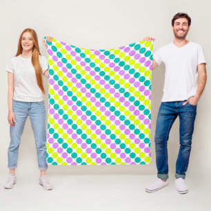 Mehrfarbige große Polka-Punkte Retro-60er Fleecedecke