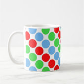 Mehrfarbige große Polka-Punkte Retro-60er Kaffeetasse (Links)