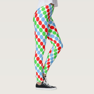 Mehrfarbige große Polka-Punkte Retro-60er Leggings