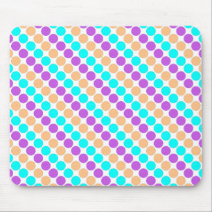 Mehrfarbige große Polka-Punkte Retro-60er Mousepad