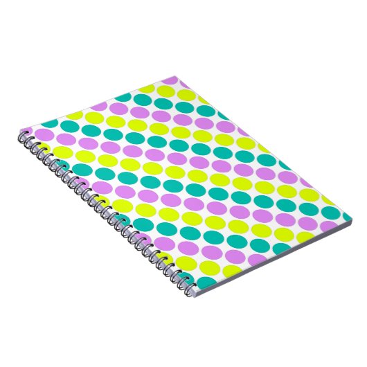Mehrfarbige große Polka-Punkte Retro-60er Notizblock (Rechte Seite)