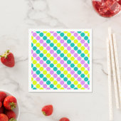 Mehrfarbige große Polka-Punkte Retro-60er Serviette (Beispiel)