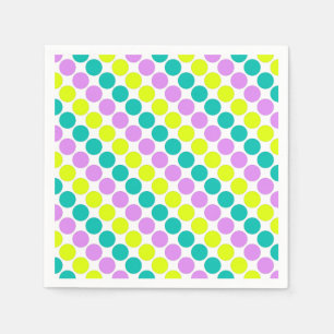 Mehrfarbige große Polka-Punkte Retro-60er Serviette