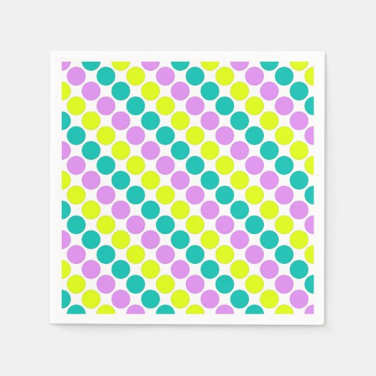Mehrfarbige große Polka-Punkte Retro-60er Serviette (Vorderseite)