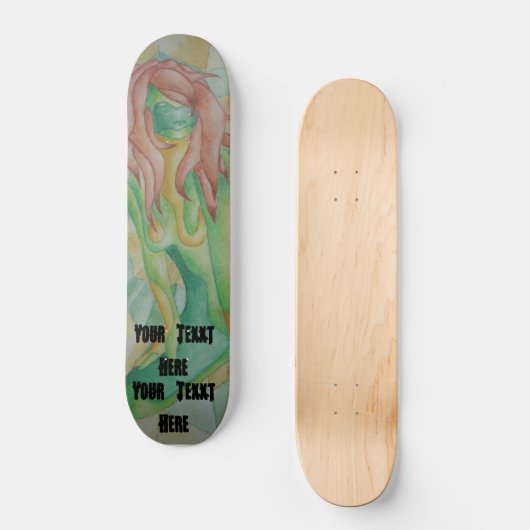 mehrfarbige grüne aufwerfendame der abstrakten skateboard (Vorderseite)