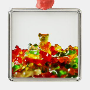 Mehrfarbige gummiartige Bären Silbernes Ornament