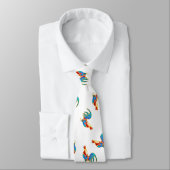 mehrfarbige Hähne auf Weiß Krawatte (Gebunden)