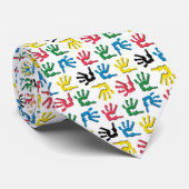 Mehrfarbige Handdruckmuster Krawatte (Gerollt)