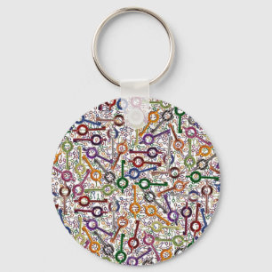 Mehrfarbige Handschellen für Polizeikräfte mit dün Schlüsselanhänger