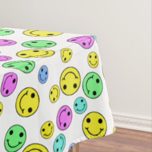 mehrfarbige Happy Emoji Faces Tischdecke