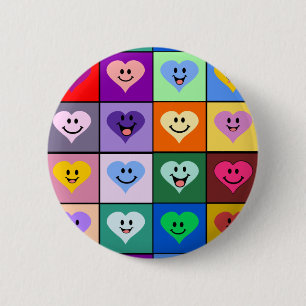 Mehrfarbige Herzen Button