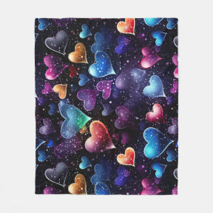 Mehrfarbige Herzen Fleecedecke