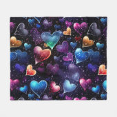 Mehrfarbige Herzen Fleecedecke (Vorderseite (Horizontal))