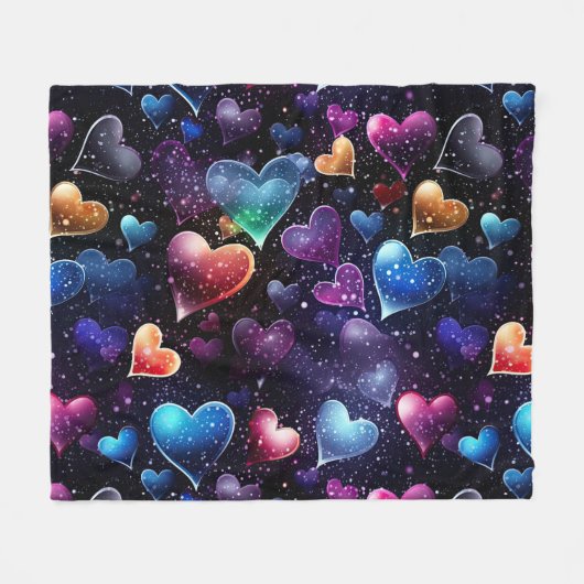 Mehrfarbige Herzen Fleecedecke (Vorderseite (Horizontal))