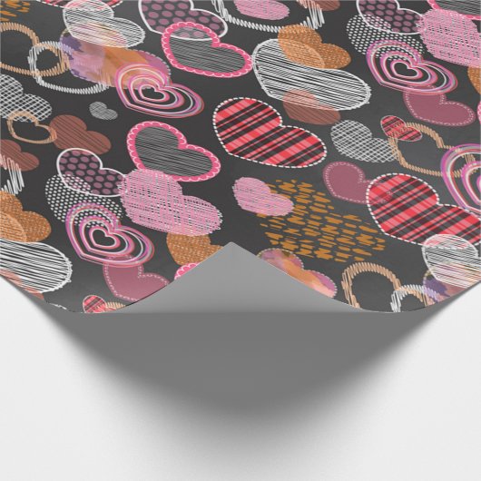 Mehrfarbige Herzen Geschenkpapier (Ecke)