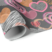 Mehrfarbige Herzen Geschenkpapier (Rolleneckpunkt)