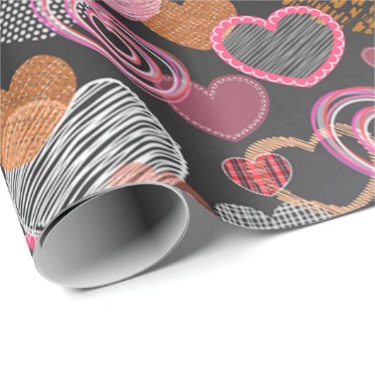 Mehrfarbige Herzen Geschenkpapier (Rolleneckpunkt)