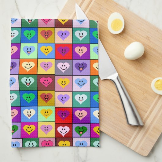 Mehrfarbige Herzen Handtuch (Viertel Falte)