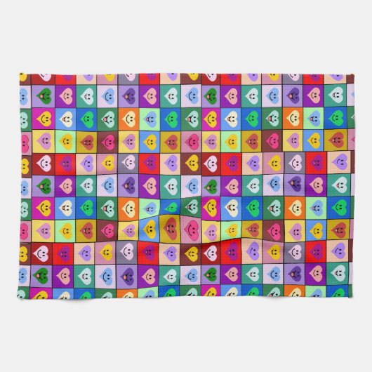 Mehrfarbige Herzen Handtuch (Horizontal)
