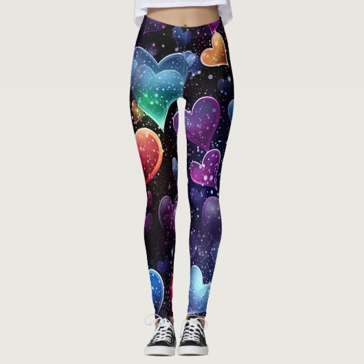 mehrfarbige Herzen Leggings (Vorderseite)