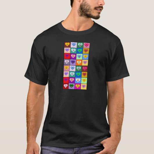 Mehrfarbige Herzen T-Shirt (Vorderseite)