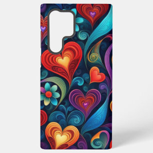 Mehrfarbige Herzen und Blumen Samsung Galaxy Hülle