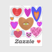 Mehrfarbige Herzen Valentine Aufkleber (Blatt)