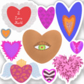 Mehrfarbige Herzen Valentine Aufkleber (Vorderseite)