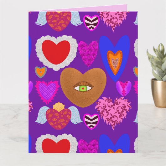 Mehrfarbige Herzen Valentine Karte (Kleine Pflanze)