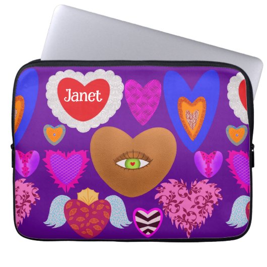 Mehrfarbige Herzen Valentine Laptopschutzhülle (Vorderseite)