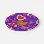 Mehrfarbige Herzen Valentine Pappteller (Schrägansicht)