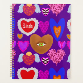 Mehrfarbige Herzen Valentine Planer
