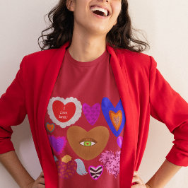 Mehrfarbige Herzen Valentine T-Shirt