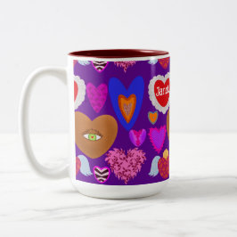 Mehrfarbige Herzen Valentine Zweifarbige Tasse