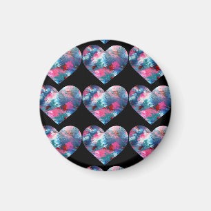 Mehrfarbige Herzenfarbe auf Holz Magnet