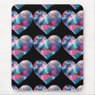 Mehrfarbige Herzenfarbe auf Holz Mousepad