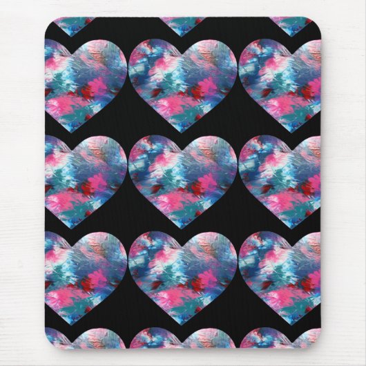 Mehrfarbige Herzenfarbe auf Holz Mousepad (Vorne)