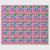 Mehrfarbige Herzklopfe mit Augapfelwangen-Liebe Geschenkpapier (Flach)