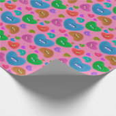 Mehrfarbige Herzklopfe mit Augapfelwangen-Liebe Geschenkpapier (Ecke)